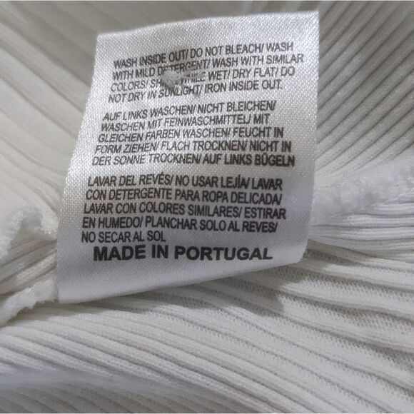 TinTin White Ribbed Button Up Lettuce Hem Top Girl's Size 14 - Picture 6 of 8